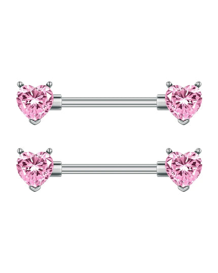 A Pair Cute Heart Dangled Nipple Piercings Barbell for Women Pink Color Moon Butterfly Shaped Sexy Nipple Rings Shield Bar Sets
