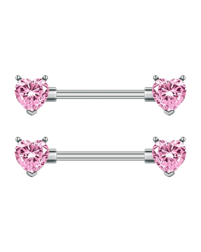 A Pair Cute Heart Dangled Nipple Piercings Barbell for Women Pink Color Moon Butterfly Shaped Sexy Nipple Rings Shield Bar Sets