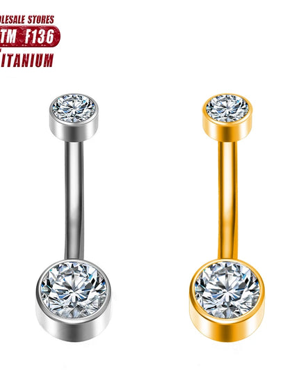 F136 Titanium Belly Button Piercing Industrial Hinge Segment External Helix Zircon Fashion Women Sexy Body Jewelry Wholesale