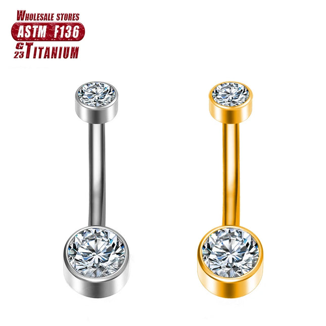 F136 Titanium Belly Button Piercing Industrial Hinge Segment External Helix Zircon Fashion Women Sexy Body Jewelry Wholesale