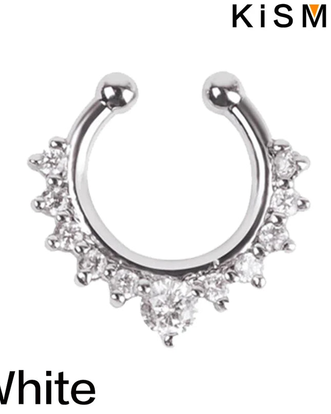 1PC Fashion Rhinestone Nose Ring Lip Ring Faux Septum Rings Unisex Jewelry Perfect for Women Men Stylish Earring Set