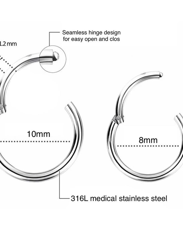 Surgical Steel Nose Rings Septum Piercing Earrings Hinged Segment Clicker Hoop Lip Nipple Ear Cartilage Helix Perforated Jewelry