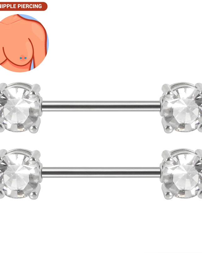 1pair Nipple Piercing Stainless Steel Nipple Rings CZ Butterfly Heart Nipple Barbell For Women Girls 16G Body Piercing Jewelry