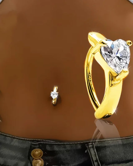 1PCS Heart Crystal Belly Button Rings For Women Fashion Reverse Belly Piercing Buckle Butterfly Navel Barbell Body Jewelry Gift