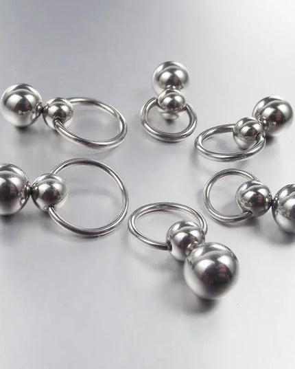 Stainless Steel Double Ball Cucurbit Gourd Ring Eyebrow Curved Tragus Ear Piercing PA Nipple Ring Bar Lips Body Piercing Jewelry