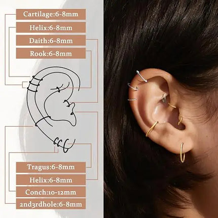 Stainless Steel Hinged Nose Ring Clicker 10G-20G Septum Cartilage Tragus Helix Lip Hoop Piercing Body Jewelry Wholesale