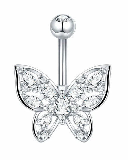  1pc Belly Button Piercing for Women Zircon Moon Butterfly Belly Button Ring Cartilage Navel Earring Jewelry Piercing ombligo