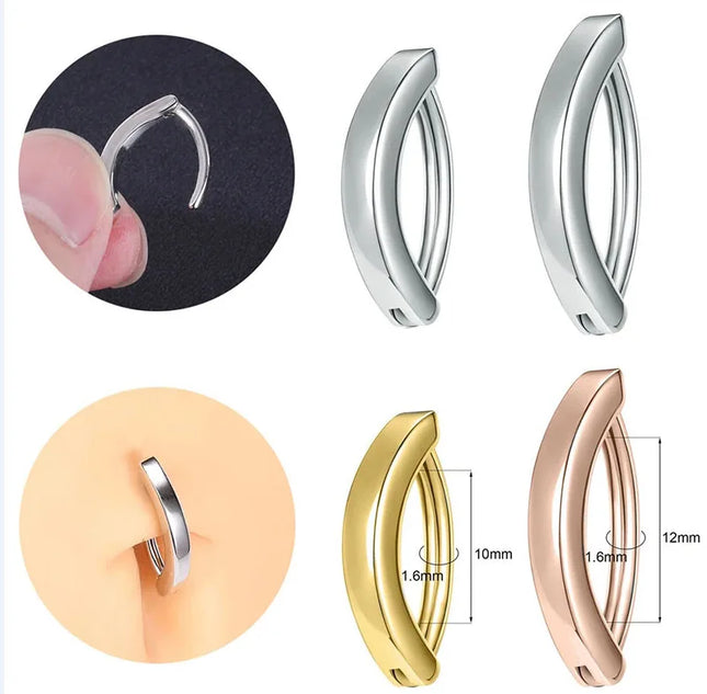 1Pc Navel Piercing Perforated Minimalist Pierced Belly Button Ring Anti-allergy Copper Belly Button Ring Body Piercing Umbilical