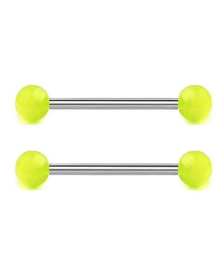 48 Pcs/2 Pcs Nipple Ring Tongue Ring Surgical Steel Straight 14G Barbell Piercing Jewelry 12MM 14MM 16MM Women's and Men's Glow