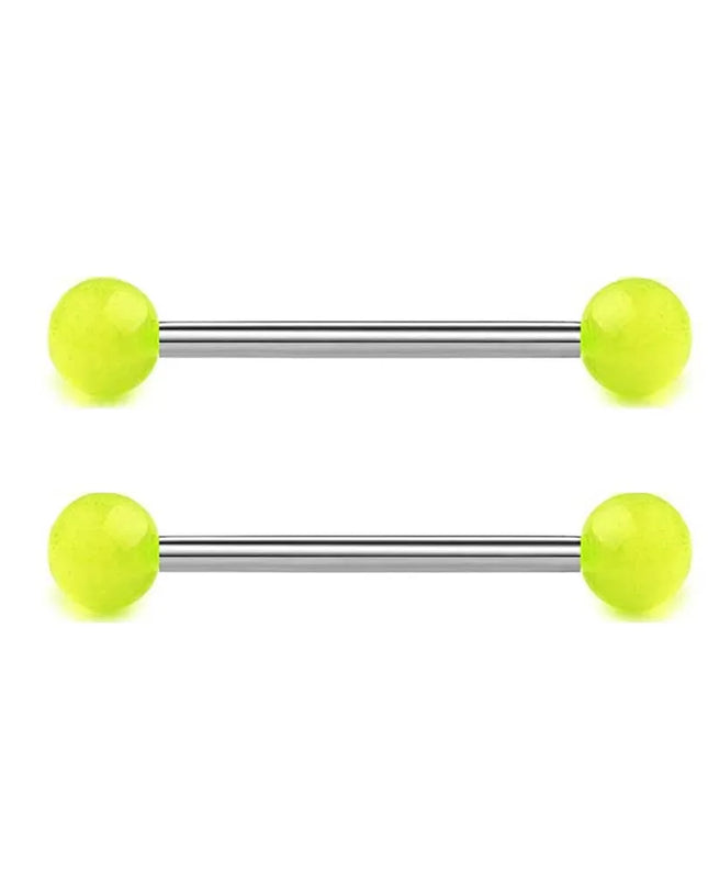 48 Pcs/2 Pcs Nipple Ring Tongue Ring Surgical Steel Straight 14G Barbell Piercing Jewelry 12MM 14MM 16MM Women's and Men's Glow