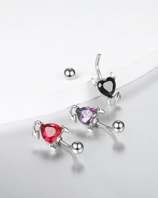 1pc Belly Button Rings Devil Shape Black Red CZ Belly Piercing Stainless Steel Navel Piercings Body Jewelry Women