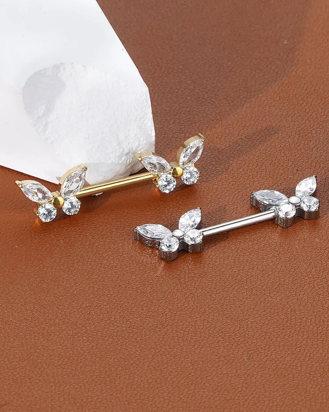 1Pc G23 Titanium Nipple Ring Straight Barbell Piercing Zircon Internally Threaded Nipple Bars Piercing Ring Women Body Jewelry