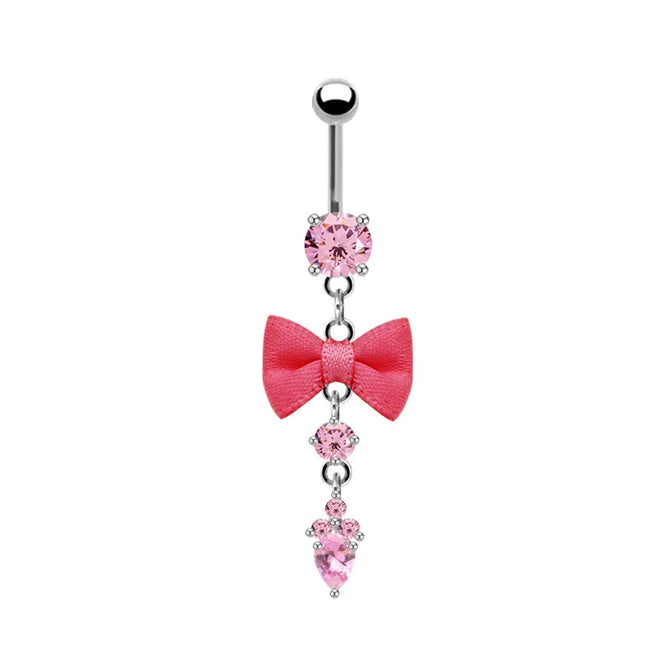 Beautiful Bow Belly Button Ring for Women Heart-shaped Belly Piercing Jewerly Surgical Steel Body Piercing Jewelry