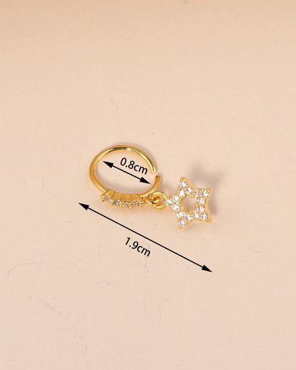Nose Rings Hoop for Women Men Body Piercing Jewelry Cartilage Earring Nose Dangling CZ Cross Crown Starfish Dangle Nose Ring