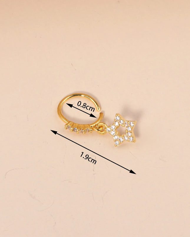 Nose Rings Hoop for Women Men Body Piercing Jewelry Cartilage Earring Nose Dangling CZ Cross Crown Starfish Dangle Nose Ring