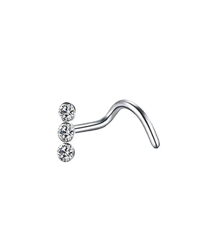 15Pcs Mixed Double Nose Rings L Ring Hoop Hypoallergenic Body Clips Hoop Rhinestone Nose Piercing Jewelry Piercing Studs