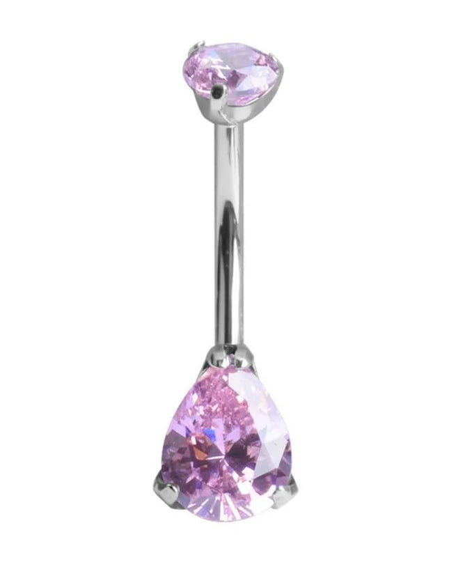 Elegant Titanium Belly Button Ring Zircon Stone G23 Titanium Dangle Curved Barbells Dangle Design Curved Barbell