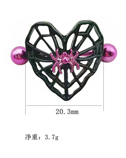 Cute Peach Heart Spider Web Nipple Piercing Two-color Electroplating Stainless Steel Nipple Ring Piercing Jewelry Wholesale