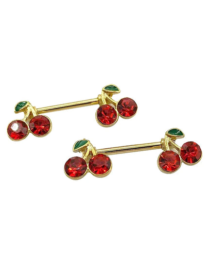 1pcs Sweet Cute Cherry Zircon Breast Ring For Women Body Piercing Jewelry Sexy Metal Nipple Ring Chest Piercing Ornament