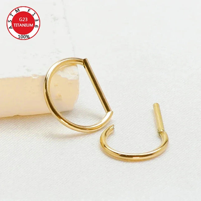Septum Piercing Nose Ring F136 Titanium D Shape Segment Ring Clicke Jewelry CZ Nose Earrings Lip for Women Half Ring Cartilage