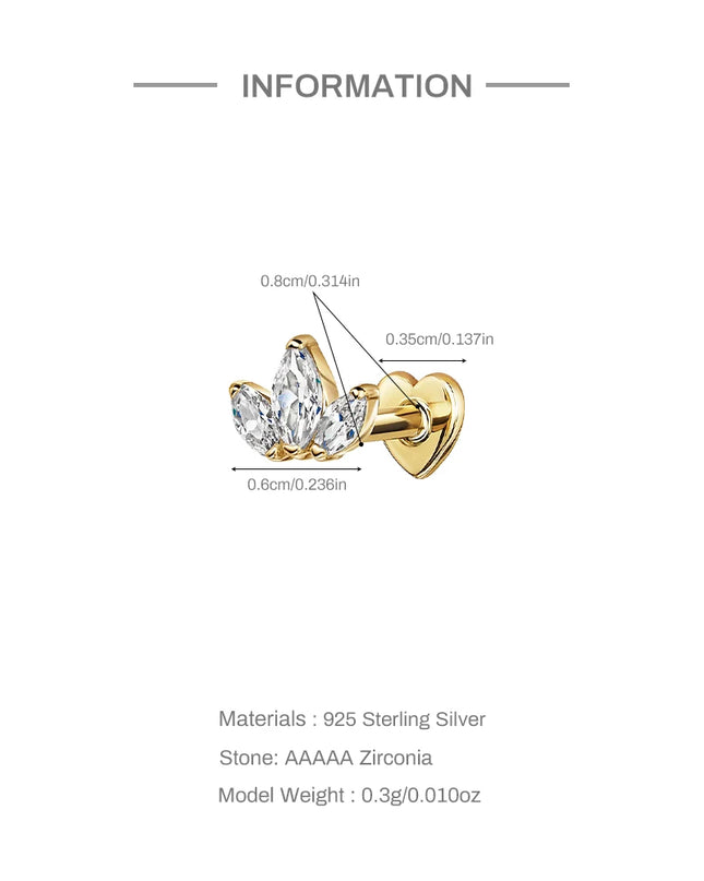 AIDE Heart Round Ball Flat Helix Piercing Earring 925 Sterling Silver Ear Studs Geometric Zircon Exquisite Trinket Studs Aretes