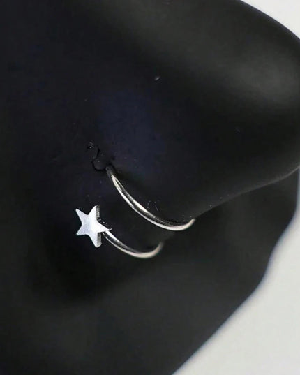 Nose Studs S-Shaped CZ Nose Rings 20G Stainless Steel Nose Band Rings  Earrings Nostril Screw Nose Studs Star Zirconia Nostril