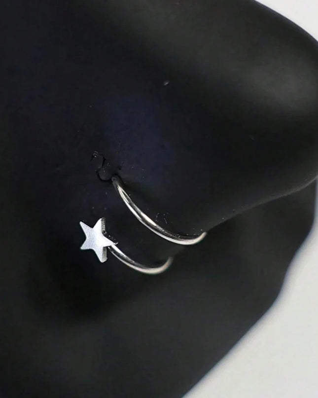 Nose Studs S-Shaped CZ Nose Rings 20G Stainless Steel Nose Band Rings  Earrings Nostril Screw Nose Studs Star Zirconia Nostril