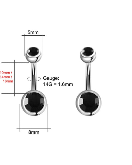 14G Belly Button Piercing Ring, Surgical Steel CZ Crystal Gem Internally Threaded Belly Button Ring Piercing Jewelry