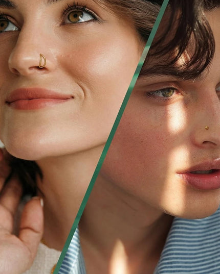 Florideco 14K Gold Plated Nose Rings for Women Men 20G Stainless Steel Nose Rings Hoops L Shaped Studs Nostril Piercings Jewelry