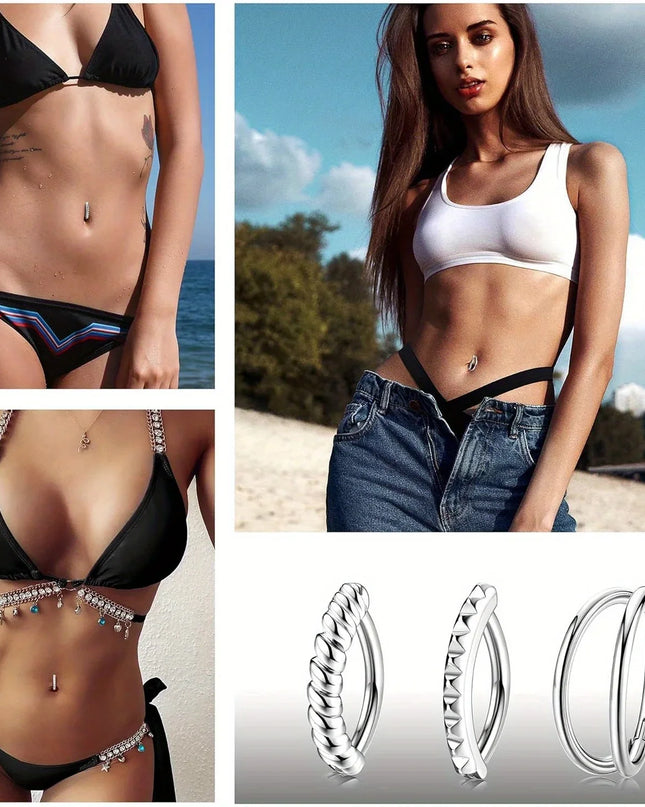Bobisty 1Pc Surgical Steel Navel Rings Heart Butterfly Belly Button Piercing Reverse Navel Barbell Rings Piercing Jewelry