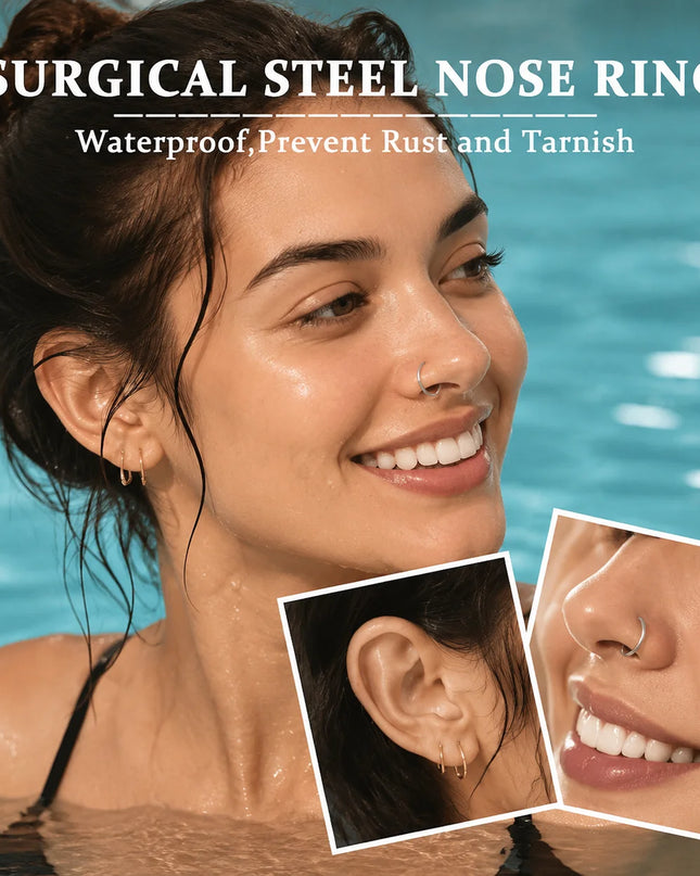 Stainless Steel Hinged Nose Ring Clicker 10G-20G Septum Cartilage Tragus Helix Lip Hoop Piercing Body Jewelry Wholesale
