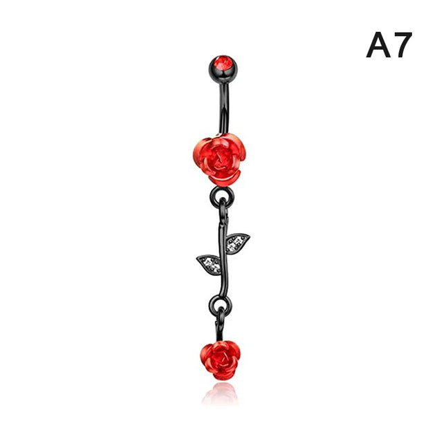 1Pcs Heart Belly Button Rings Pink 14G Women Fashion Belly Ring Dangle Cz Butterfly Punk Spider Navel Piercing Barbell Pircing
