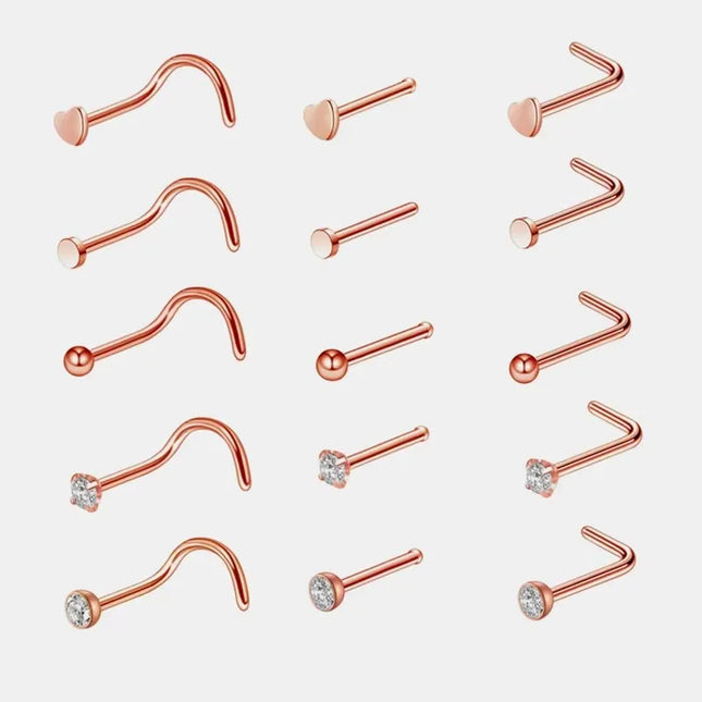 1pc Screw Curved Prong Nose Studs Rosegold Nose Rings Body Piercing jewelry Small Earrings For Women Gilrs Nostril Piercings