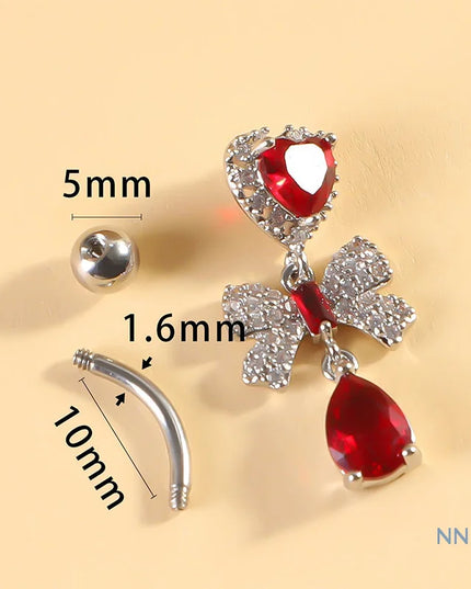 Stainless Steel Belly Piercing Jewelry Exquisite Heart Bow Belly Button Rings For Women Girls Fashion Navel Ring Body Jewelry