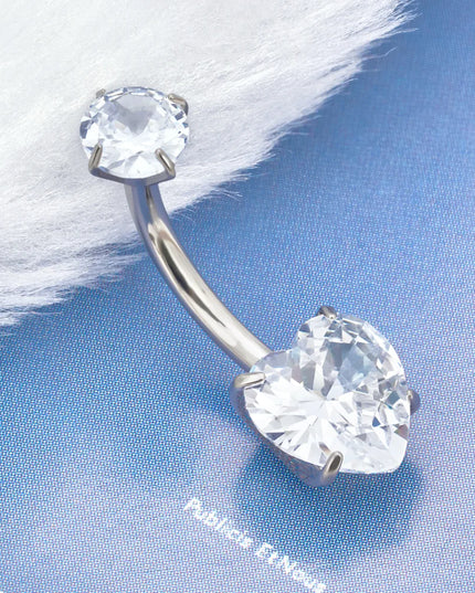 G23 Titanium 14G Belly Button Ring Round Navel CZ Barbell Belly Rings For Women Heart-shaped water droplet Belly Button Rings