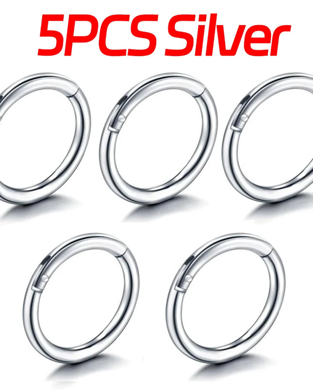 Nose Rings Septum Piercing Clicker Nose Hoops Piercings Titanium Hinged Segment Rings Helix Piercing Unisex Body Jewelry Earring