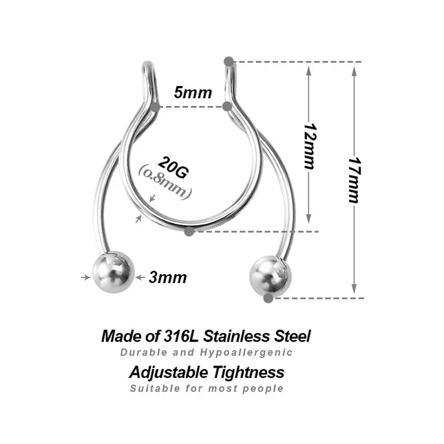 Women Fake Piercing Nose Ring Hoop Septum Non Piercing Nose Clip Rock HipHoop Stainless Steel Magnet Fashion Punk Body Jewelry