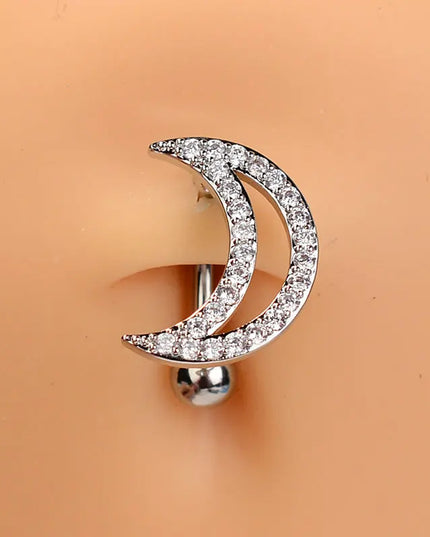 1Piece 14G Stainless Steel Belly Button Rings Crystal Zircon Moon Navel Rings Earring Belly Piercing Sexy Body Jewelry Ombligo