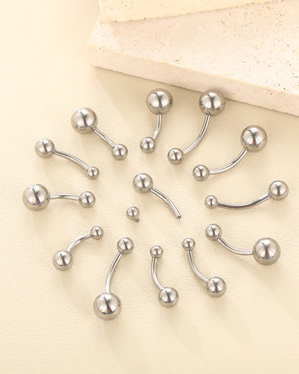 1pc Titanium 6/8/10/12mm Belly Button Ring With Double Ball Top Internally Threaded Navel Piercing Body Jewelry