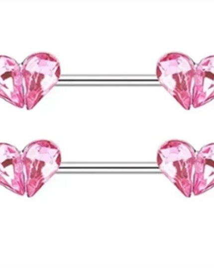 2 Pcs Stainless Steel Pink Nipple Piercing Jewelry Heart Wings Niplple Barbell Moon Devil Nipple Rings Body Piercing Pezon Mujer