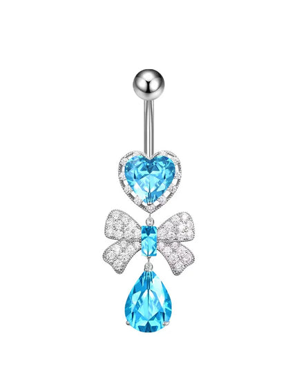 Stainless Steel Belly Piercing Jewelry Exquisite Heart Bow Belly Button Rings For Women Girls Fashion Navel Ring Body Jewelry