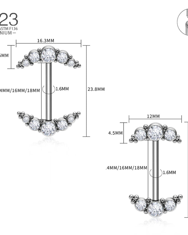 14G Nipple Rings G23 Titanium Barbell Zircon Nipple Shield Piercing for Women Girls Sexy Nipple Piercing Jewelry