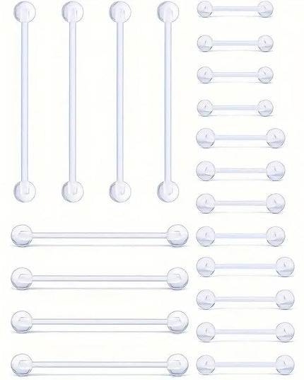 10pcs 12-38mm Clear Acrylic Barbell Piercing For Nipple Rings Tongue Industrial Stud Earrings Anti-allergy Jewelry Y2K