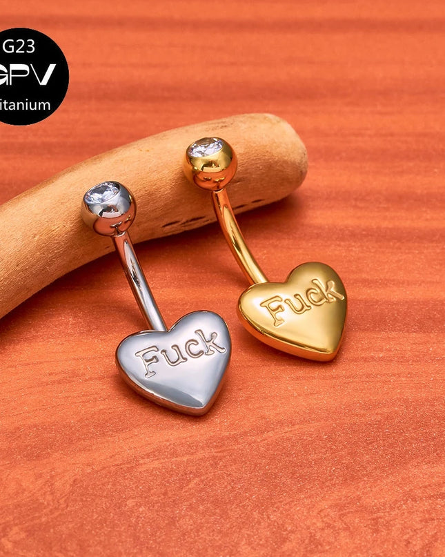 ASTM G23 Titanium Love Belly Button Ring Engraved Letters Internal Thread Women's Pierced Jewelry Belly Button Ornament