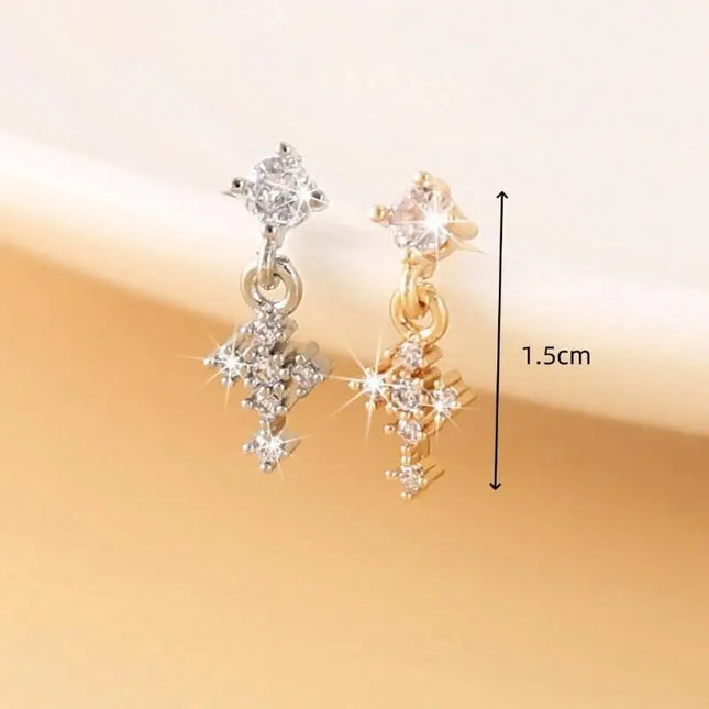 Dangle Nose Rings For Women Cross Zircon Nose Piercing Jewelry L Shape Nose Studs Body Jewelry Accessories