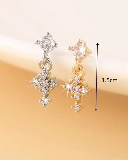 Dangle Nose Rings For Women Cross Zircon Nose Piercing Jewelry L Shape Nose Studs Body Jewelry Accessories