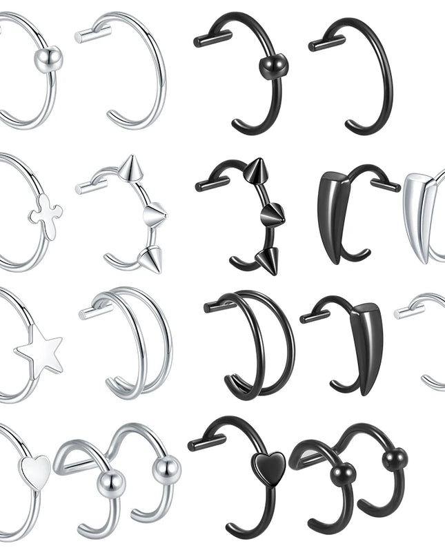 1PC Stainless Steel Fake Nose Ring Hoop Septum Rings Non-Pierced C Clip Lip Ring Earring Fake Nose Piercings Women Body Jewelry