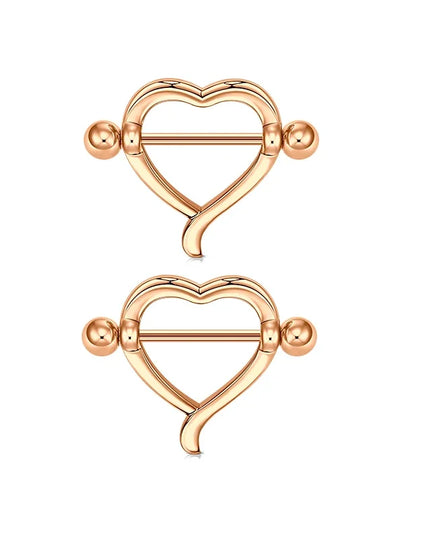 1Pair Heart Shaped Nipple Rings Piercing Jewelry for Women Sexy Clips Stianless Steel Nipple Ring Clamps Pierced Body Jewelry