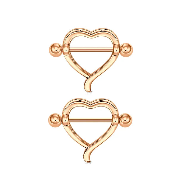 1Pair Heart Shaped Nipple Rings Piercing Jewelry for Women Sexy Clips Stianless Steel Nipple Ring Clamps Pierced Body Jewelry