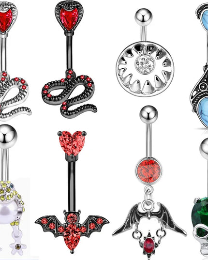 1PCS Bat Belly Button Piercing Jewelry 14G Claw Belly Ring Body Piercing Bee Navel Piercing Heart Belly Bars Piercings Ombligo